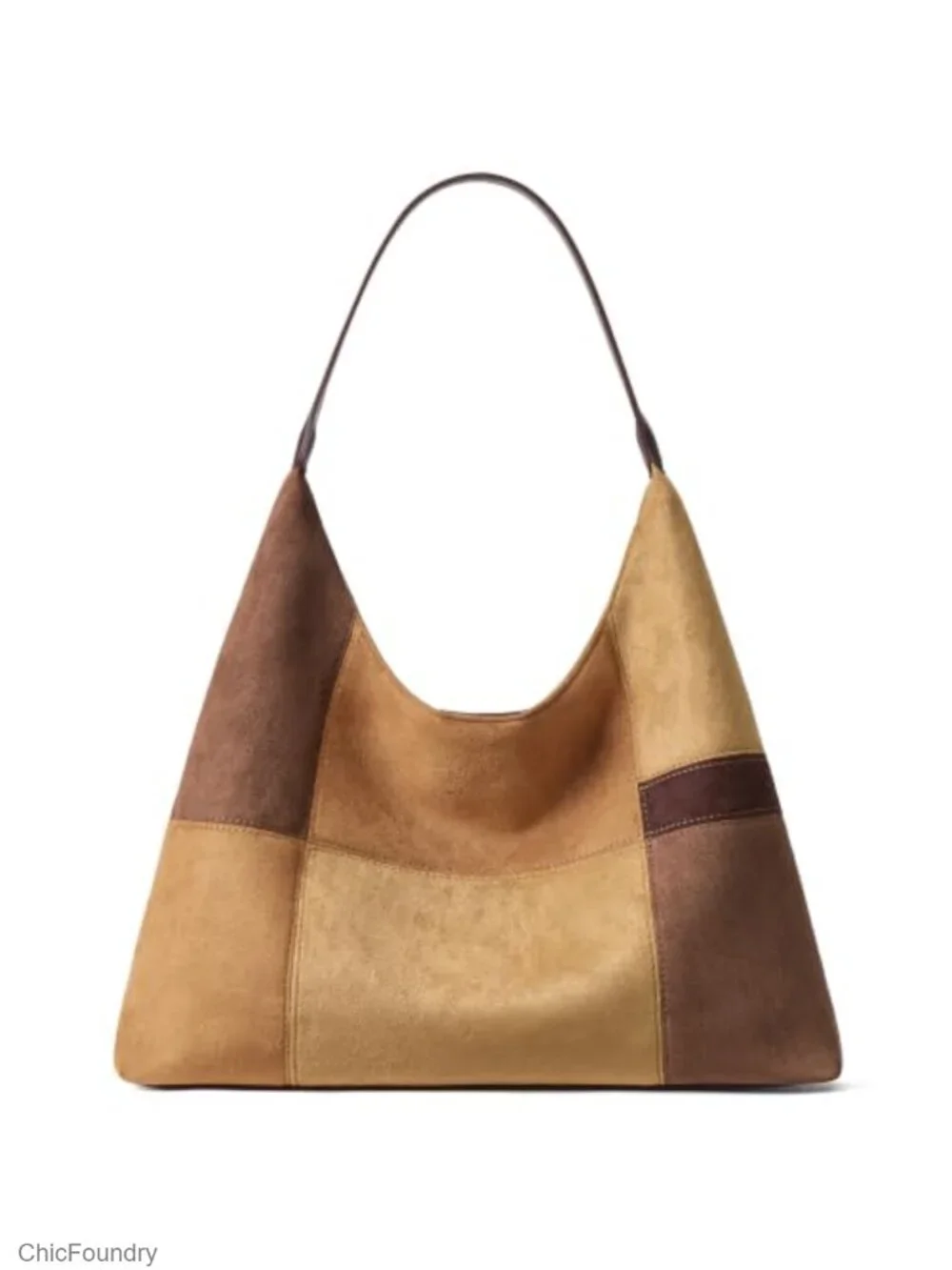 Women's Faux Suede Slouchy Hobo Bag Patchwork Shoulder Purse Magnetic Closure